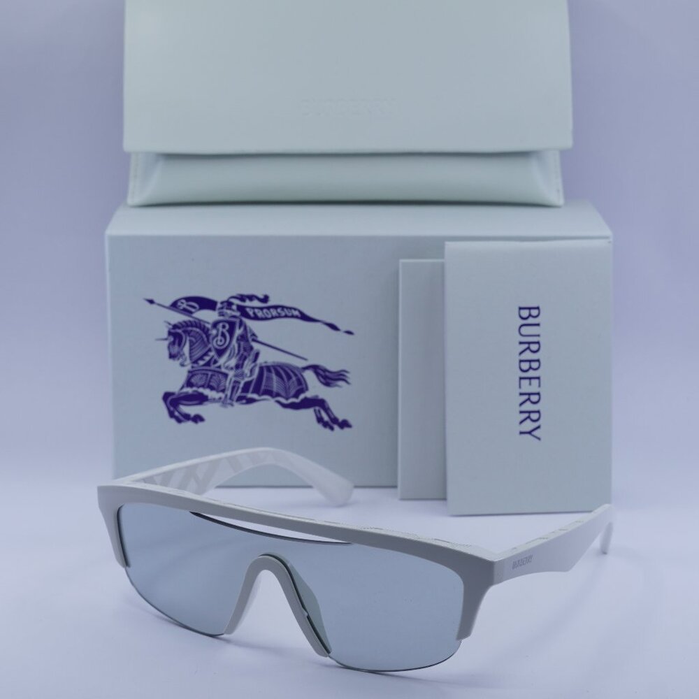 Burberry BE4460U 4172/69 Shield Sunglasses - White/Grey Silver Mirror